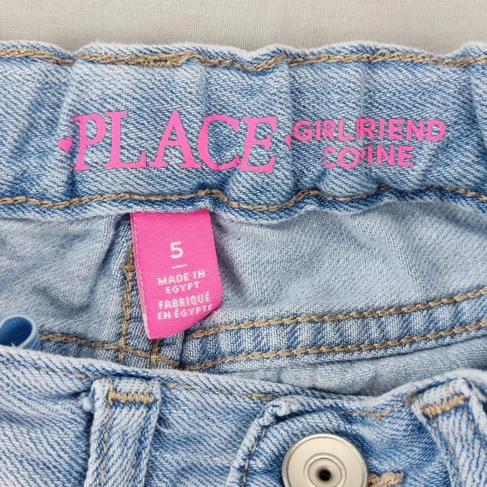 The Children's Place Shorts Girls 5 Blue Girlfriend Distressed Button Fly Frayed